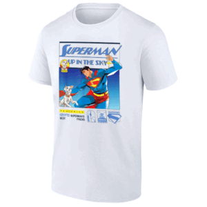 UP IN THE SKY FEATURING KRYPTO POSTER T SHIRT Superman (2025) Movie Tee DC Comics Superman & Krypto Shirt Man of Steel & Superdog Poster Art W