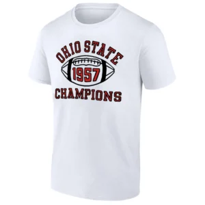 1957 NATIONAL CHAMPIONS T SHIRT Ohio State Buckeyes Retro Football Tee W