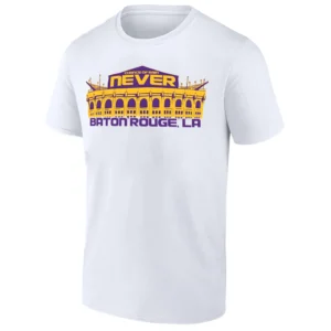 CHANCE OF RAIN – NEVER SHIRT LSU Tigers Football Tee – Baton Rouge Tiger Stadium Tradition W