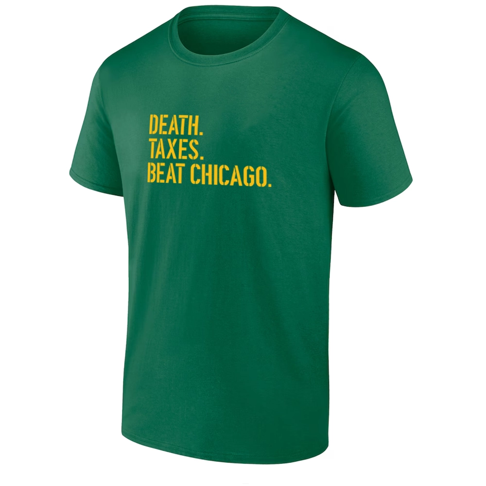 DEATH. TAXES. BEAT CHICAGO. SHIRT Green Bay Packers Rivalry Tee – Packers vs Bears Fan Apparel DEATH. TAXES. BEAT CHICAGO. SHIRT Green Bay Packers Rivalry Tee – Packers vs Bears Fan Apparel