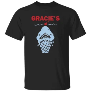 GRACIE'S SHIRT Shark Sundae Ice Cream Jaws Parody Graphic Tee B