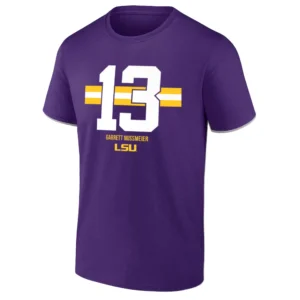 LSU #13 NAME & NUMBER STRIPE SHIRT Garrett Nussmeier LSU Tigers Football Tee