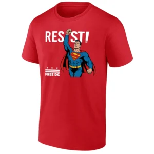 SUPERMAN RESIST – FREE DC SHIRT Political Protest Superhero Tee – Trump Anti Authoritarian Freedom Statement R