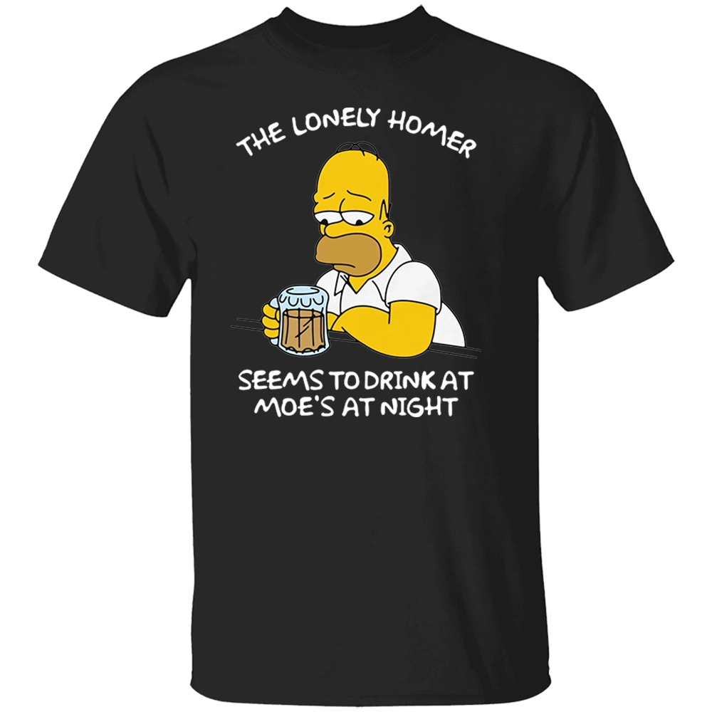 THE LONELY HOMER SHIRT Simpsons Moe’s Tavern Tee – Funny Beer Drinking Cartoon Parody B THE LONELY HOMER SHIRT Simpsons Moe’s Tavern Tee – Funny Beer Drinking Cartoon Parody B