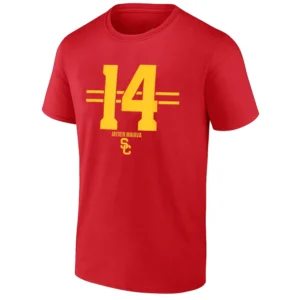 USC #14 NAME & NUMBER STRIPE SHIRT Jayden Maiava – USC Trojans Football Tee