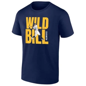 WILD BILL SHIRT William Contreras Milwaukee Brewers Baseball Tee – Navy & Gold MLB Fan T Shirt