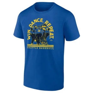 WIN. DANCE. REPEAT. 2025 SHIRT Seattle Mariners Baseball Tee – Blue & Yellow MLB Fan T Shirt