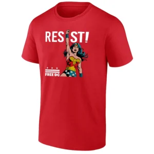 WONDER WOMAN RESIST – FREE DC SHIRT Political Protest Superhero Tee – Women’s Empowerment & Freedom Statement R