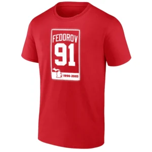 91 BANNER SHIRT Sergei Fedorov Detroit Red Wings Tribute Tee
