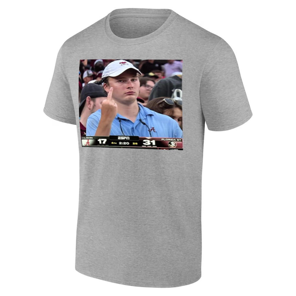 ALABAMA FAN FLIPS OFF CAMERA SHIRT – Viral Crimson Tide Reaction vs FSU G ALABAMA FAN FLIPS OFF CAMERA SHIRT – Viral Crimson Tide Reaction vs FSU G