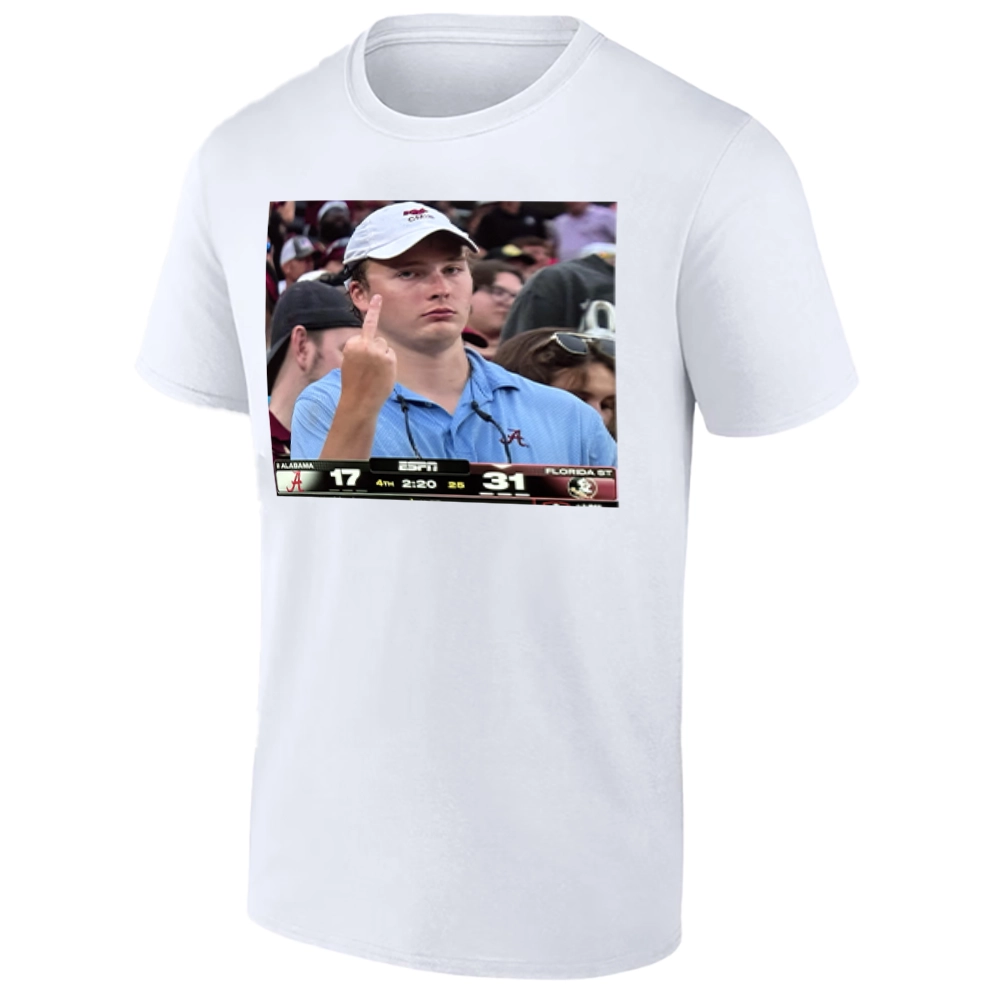 ALABAMA FAN FLIPS OFF CAMERA SHIRT – Viral Crimson Tide Reaction vs FSU W ALABAMA FAN FLIPS OFF CAMERA SHIRT – Viral Crimson Tide Reaction vs FSU W