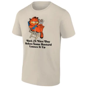 HAVE A NICE DAY BEFORE SOME BASTARD LOUSES IT UP SHIRT Funny Snarky Garfield 90s Vintage Tee S