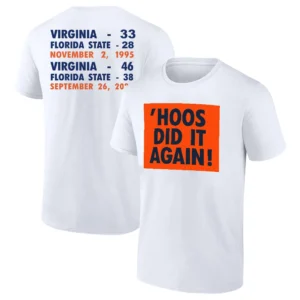 'HOOS DID IT AGAIN SHIRT – Virginia Cavaliers Historic Wins Over Florida State Tee