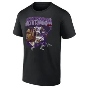 JUSTIN JEFFERSON COLLAGE SHIRT Minnesota Vikings WR Tee JJettas Gritty Football Gear B