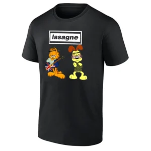 LASAGNE SHIRT Funny Garfield & Odie Oasis Band Parody Tee B