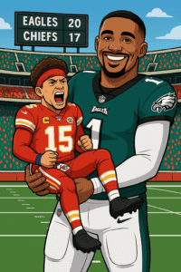 MAHOMES DADDY SHIRT – Jalen Hurts Holding Patrick Mahomes Funny Eagles Meme Tee Philadelphia Eagles Fans Tee 1