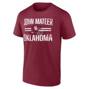 OKLAHOMA FOOTBALL HELMET HERO SHIRT John Mateer Oklahoma Sooners QB Tribute Tee