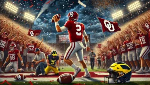 ROLLED EM’ SHIRT Oklahoma Sooners Football Tee Rivalry Win Over Michigan Wolverines1
