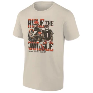 RULE THE JUNGLE SHIRT Joe Burrow, Tee Higgins, Ja'Marr Chase Cincinnati Bengals Tee S