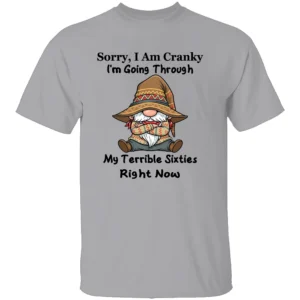 SORRY I AM CRANKY SHIRT My Terrible Sixties Right Now Funny Gnome Tee G