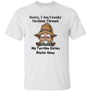 SORRY I AM CRANKY SHIRT My Terrible Sixties Right Now Funny Gnome Tee W