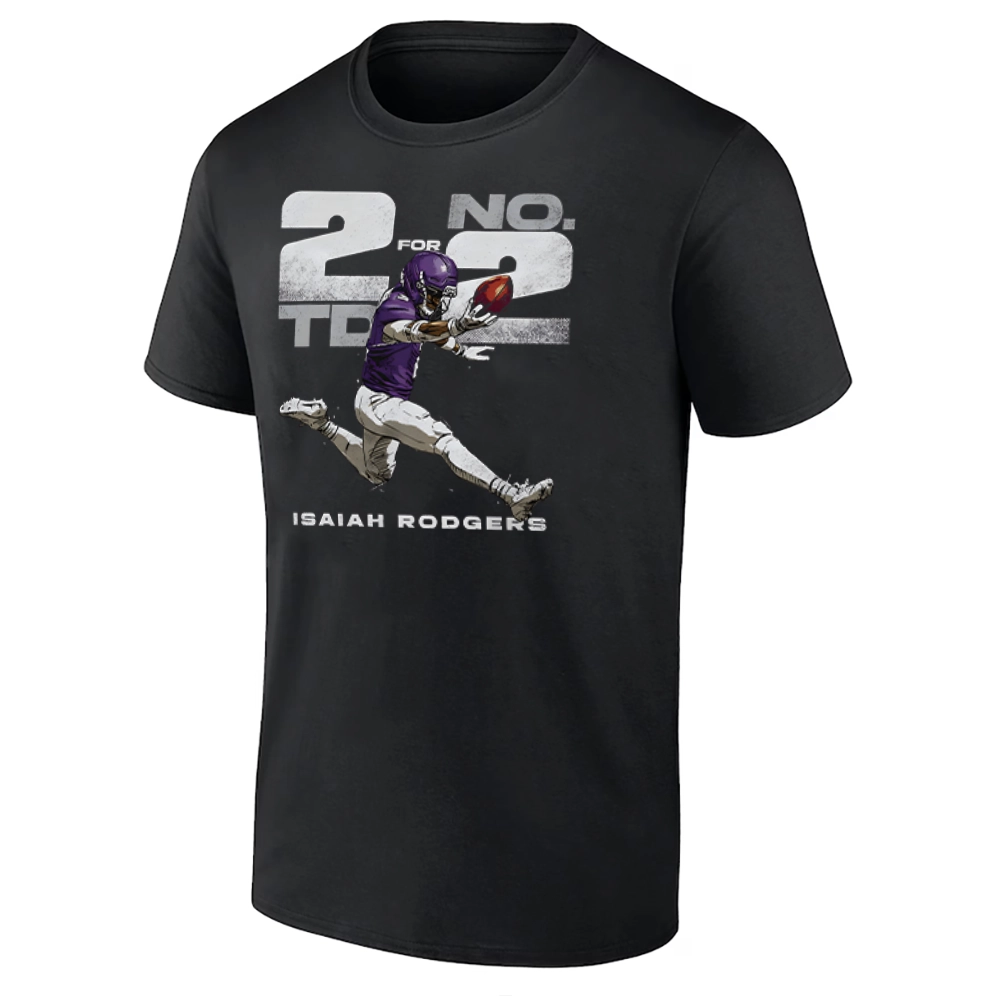 TD 2 FOR NO. 2 SHIRT Isaiah Rodgers Minnesota Vikings Touchdown Celebration Tee B TD 2 FOR NO. 2 SHIRT Isaiah Rodgers Minnesota Vikings Touchdown Celebration Tee B