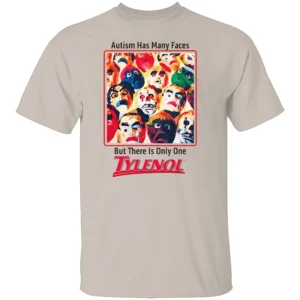 Autism Has Many Faces But There Is Only One Tylenol Shirt Anxious Vintage Parody Tee S