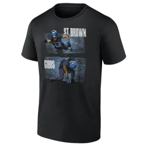DETROIT DYNAMIC DUO SHIRT – Jahmyr Gibbs & Amon Ra St. Brown Detroit Lions Football Tee B