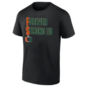 FOREVER SECOND TO THE U SHIRT Miami Hurricanes Trolling FSU Rivalry Tee B