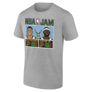 NBA JAM BUCKS SHIRT – Giannis Antetokounmpo & Bobby Portis Jr. Milwaukee Bucks Tee