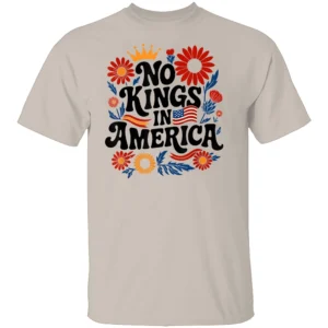 NO KINGS IN AMERICA SHIRT – Floral 4th of July Freedom Tee S