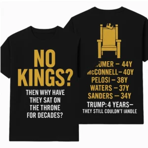 NO KINGS SHIRT – Political Term Limits Parody Tee 2025 – Anti Establishment Pro Trump Graphic T Shirt