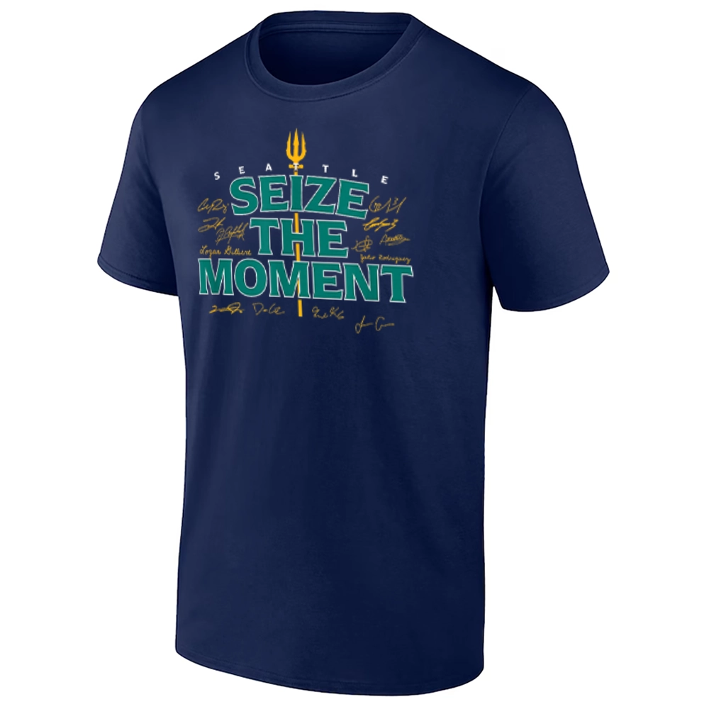 SEIZE THE MOMENT SHIRT – 2025 MLB Postseason Team Roster Signature Seattle Mariners SEIZE THE MOMENT SHIRT – 2025 MLB Postseason Team Roster Signature Seattle Mariners