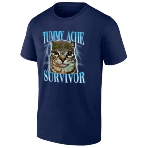 TUMMY ACHE SURVIVOR SHIRT Funny Cat Meme 'Tummy Ache Survivor' Tee N