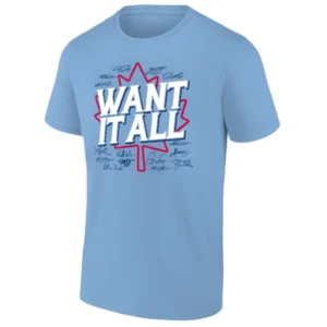 WANT IT ALL SHIRT – 2025 AMERICAN LEAGUE CHAMPIONS TEAM ROSTER SIGNATURE TEE – Toronto Blue Jays