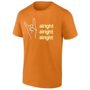 ALRIGHT ALRIGHT ALRIGHT SHIRT – Texas Longhorns Hook ’Em Neon Sign Tee