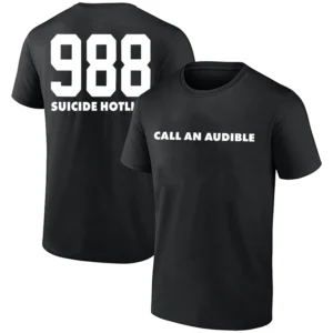CALL AN AUDIBLE – 988 SUICIDE HOTLINE SHIRT Maxx Crosby – Las Vegas Raiders Tribute Tee
