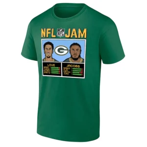 NFL JAM PACKERS SHIRT – Love & Jacobs Retro Arcade Duo Green Bay Packers Tee