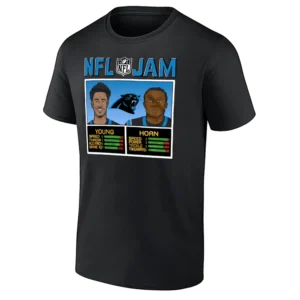 NFL JAM PANTHERS SHIRT – Bryce Young & Jaycee Horn Carolina Panthers Retro Arcade Tee