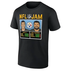 NFL JAM STEELERS SHIRT – Watt & Heyward retro duo Pittsburgh Steelers arcade defense te