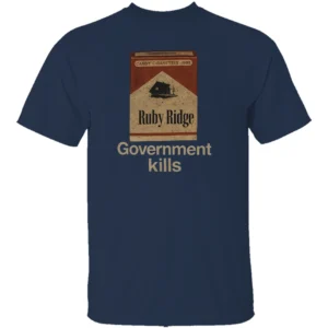 Ruby Ridge ''Government Kills'' Marlboro Satire T Shirt Anti Government Statement Tee N