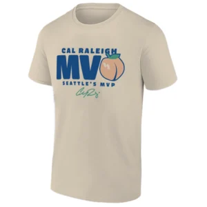 SEATTLE’S MVPEACH SHIRT – Cal Raleigh 2025 AL MVP Peach Logo Seattle Mariners Tee S