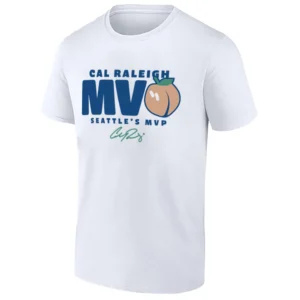 SEATTLE’S MVPEACH SHIRT – Cal Raleigh 2025 AL MVP Peach Logo Seattle Mariners Tee W