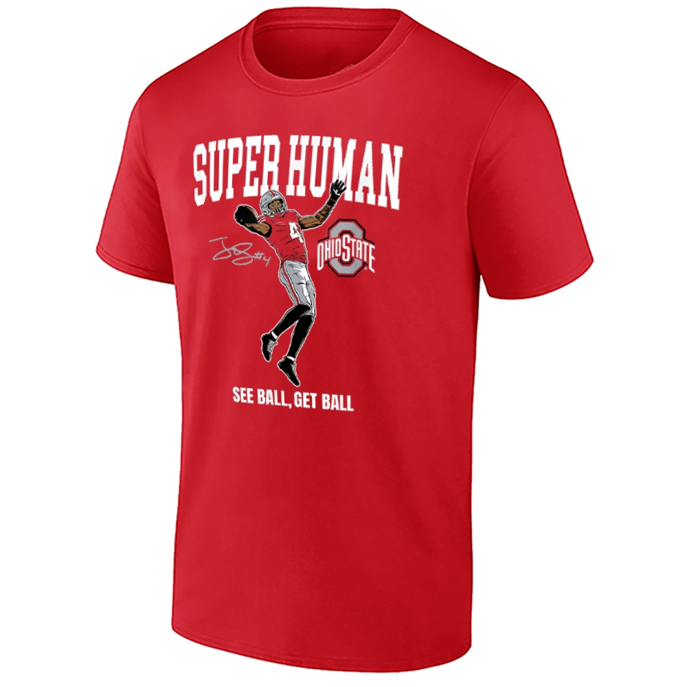 SUPER HUMAN SHIRT – Jeremiah Smith Ohio State Buckeyes Football “See Ball, Get Ball” Tee SUPER HUMAN SHIRT – Jeremiah Smith Ohio State Buckeyes Football “See Ball, Get Ball” Tee