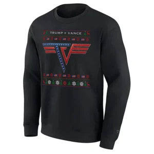 TRUMP VANCE UGLY SWEATER – Patriot Christmas Sweatshirt with TV Logo Inspired by Van Halen Style