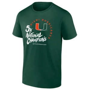 5X NATIONAL CHAMPIONS SHIRT – Miami Hurricanes College Football Legacy Playoff Tee