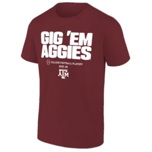 GIG ’EM AGGIES SHIRT – 2025–26 College Football Playoff Texas A&M Aggies Tee