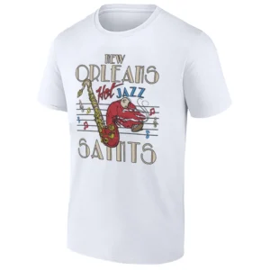 HOT JAZZ SHIRT – New Orleans Saints Saxophone Crawfish Football Tee