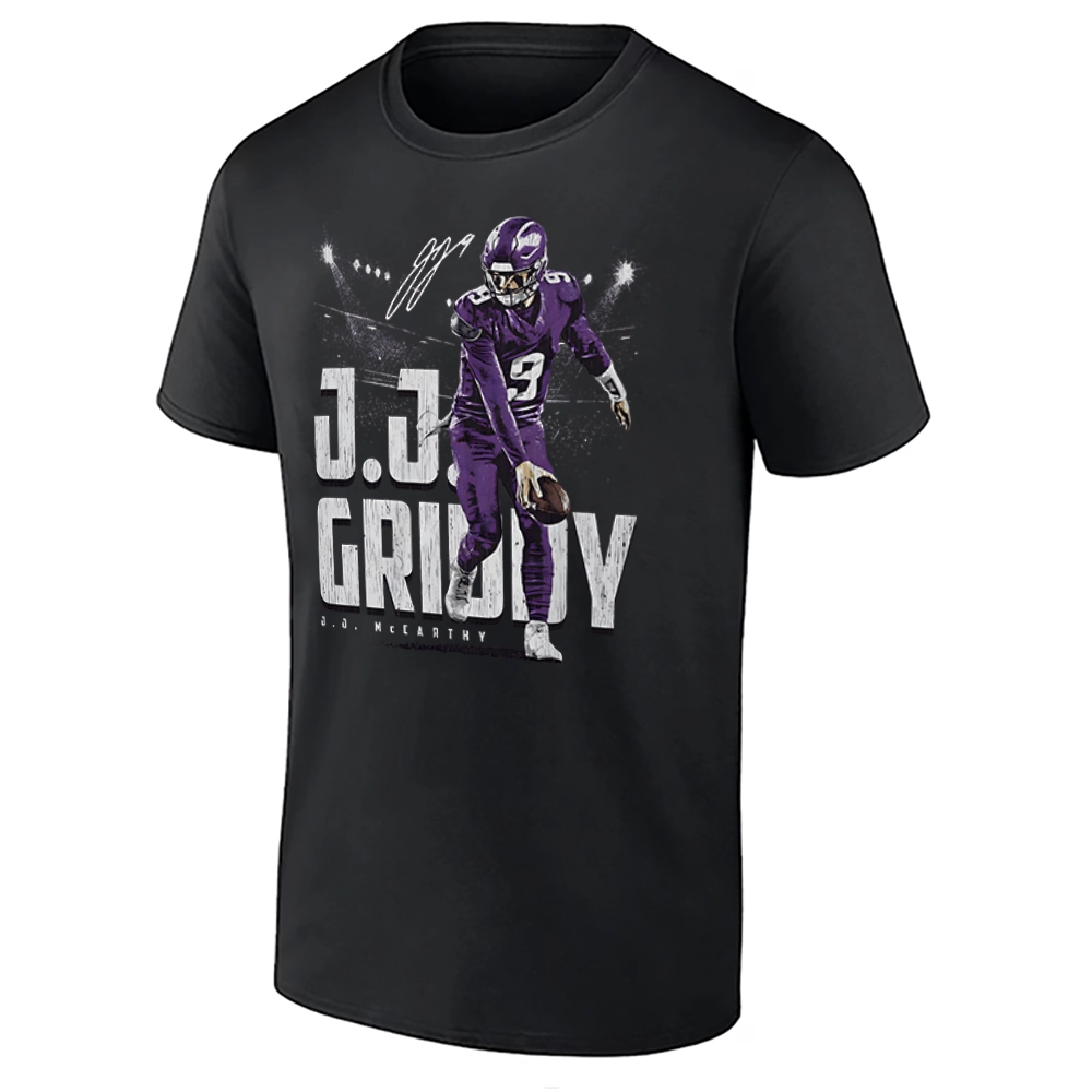J.J. GRIDDY SHIRT – J.J. McCarthy Minnesota Vikings Quarterback Tee B J.J. GRIDDY SHIRT – J.J. McCarthy Minnesota Vikings Quarterback Tee B