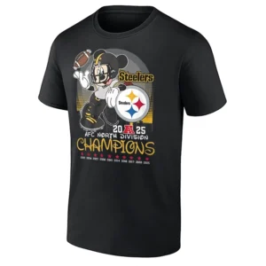 2025 AFC North Champions Shirt – Mickey Mouse Pittsburgh Steelers All Time Division Champs Tee